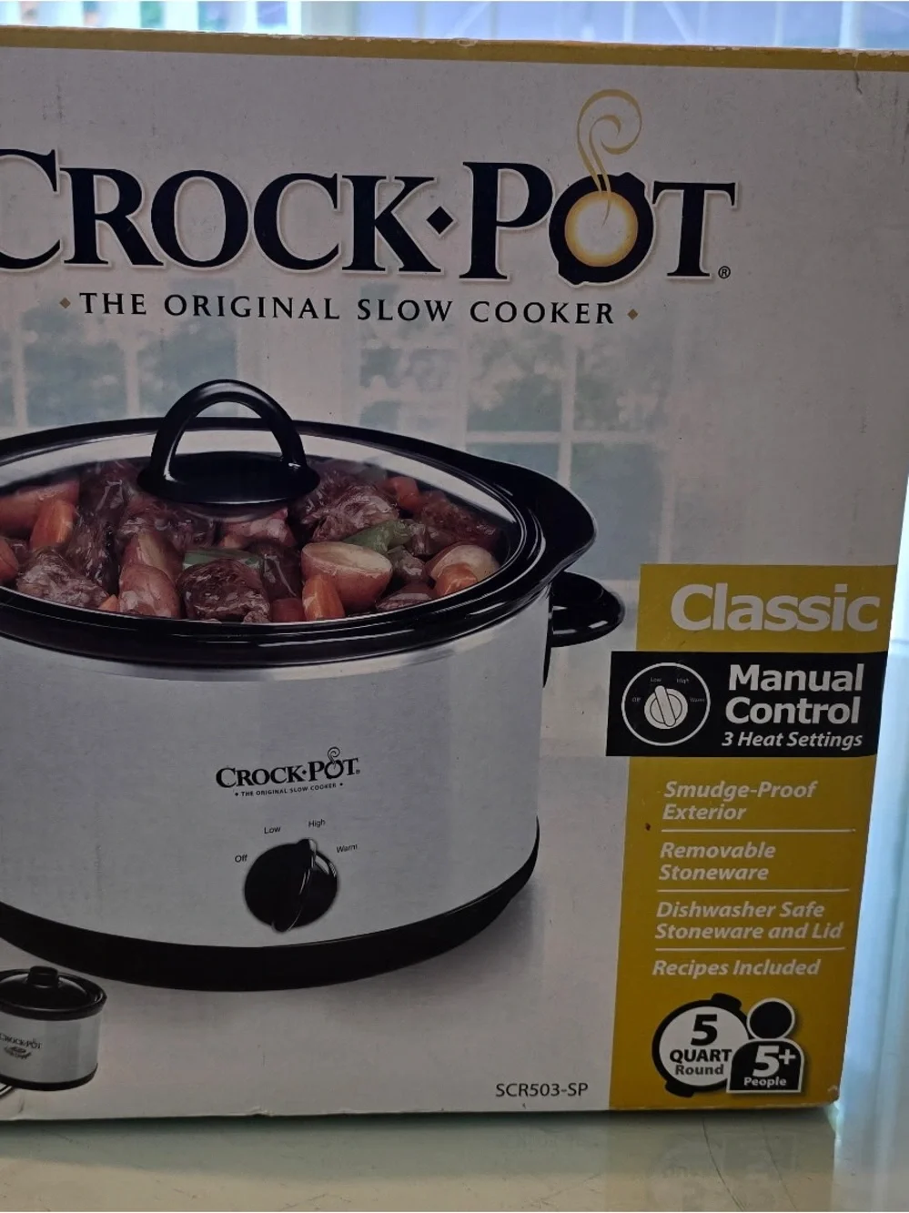 Crock-Pot Slow Cooker with Black Trim 5 quart in Stainless Steel